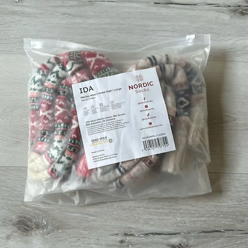 NORDIC SOCKS IDA‎ (2 PAIRS) CLASSIC COLLECTION NWT YOUTH L NWT in packaging